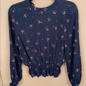 H & M Forest green floral blouse